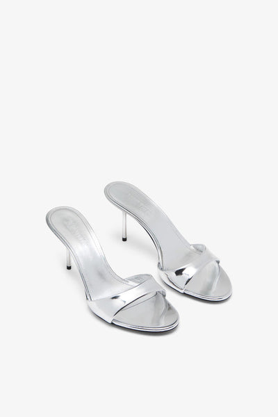 LIDIA MULE 70  Silver mirrored leather mule