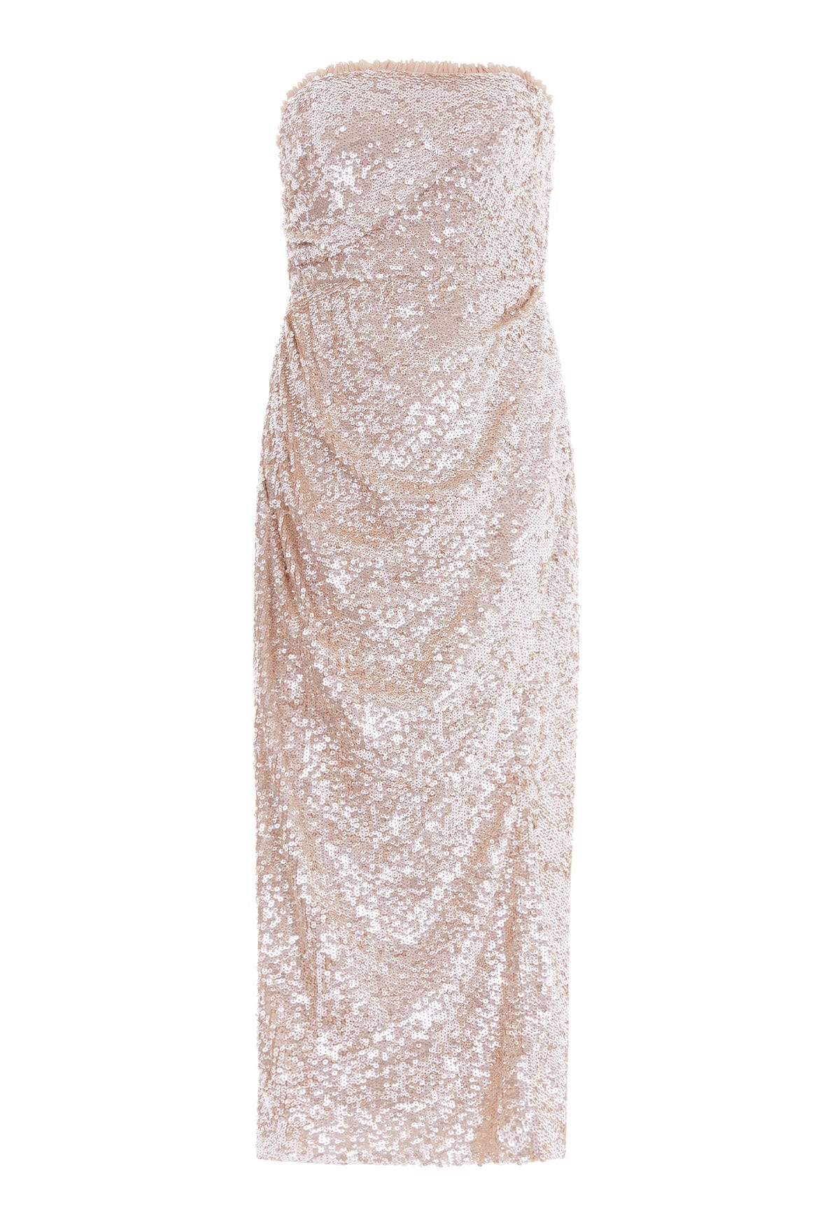 STELLAR GLOSS STRAPLESS ANKLE GOWN