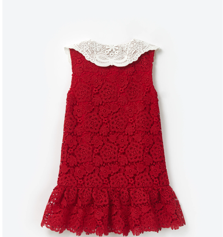RED LACE COLLAR DRESS فستان 