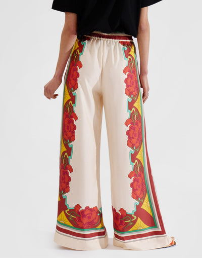 Palazzo Pants (Placed) Taormina Placée Ivory in Twill Silk