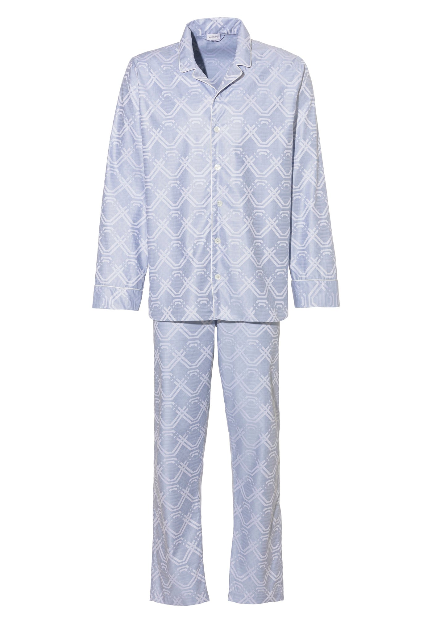Luxury Jaquards Pyjama Long - geo medium blue