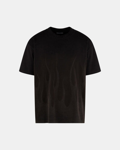 Black Lasered Flames Black T-Shirt