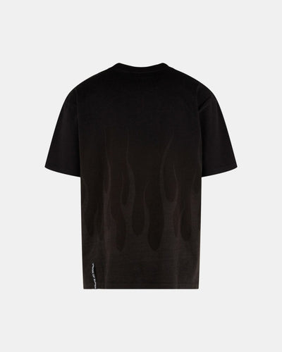 Black Lasered Flames Black T-Shirt