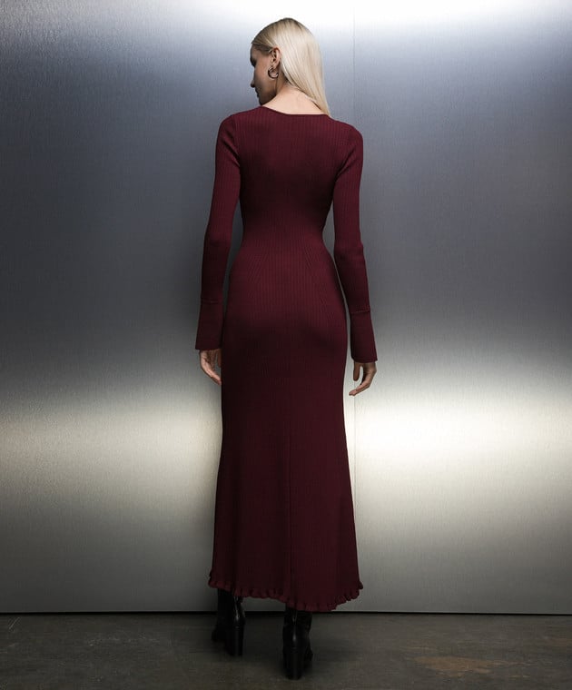 PHILOSOPHY BY LORENZO SERAFINI BURGUNDY, RIBBED MAXI DRESS فستان ماكسي 