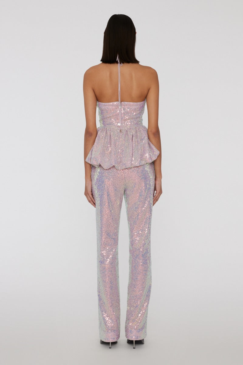 SEQUIN STRAIGHT PANTS SOFT PINK