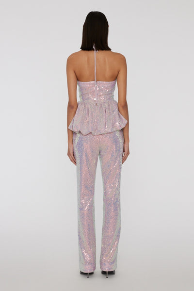 SEQUIN STRAIGHT PANTS SOFT PINK
