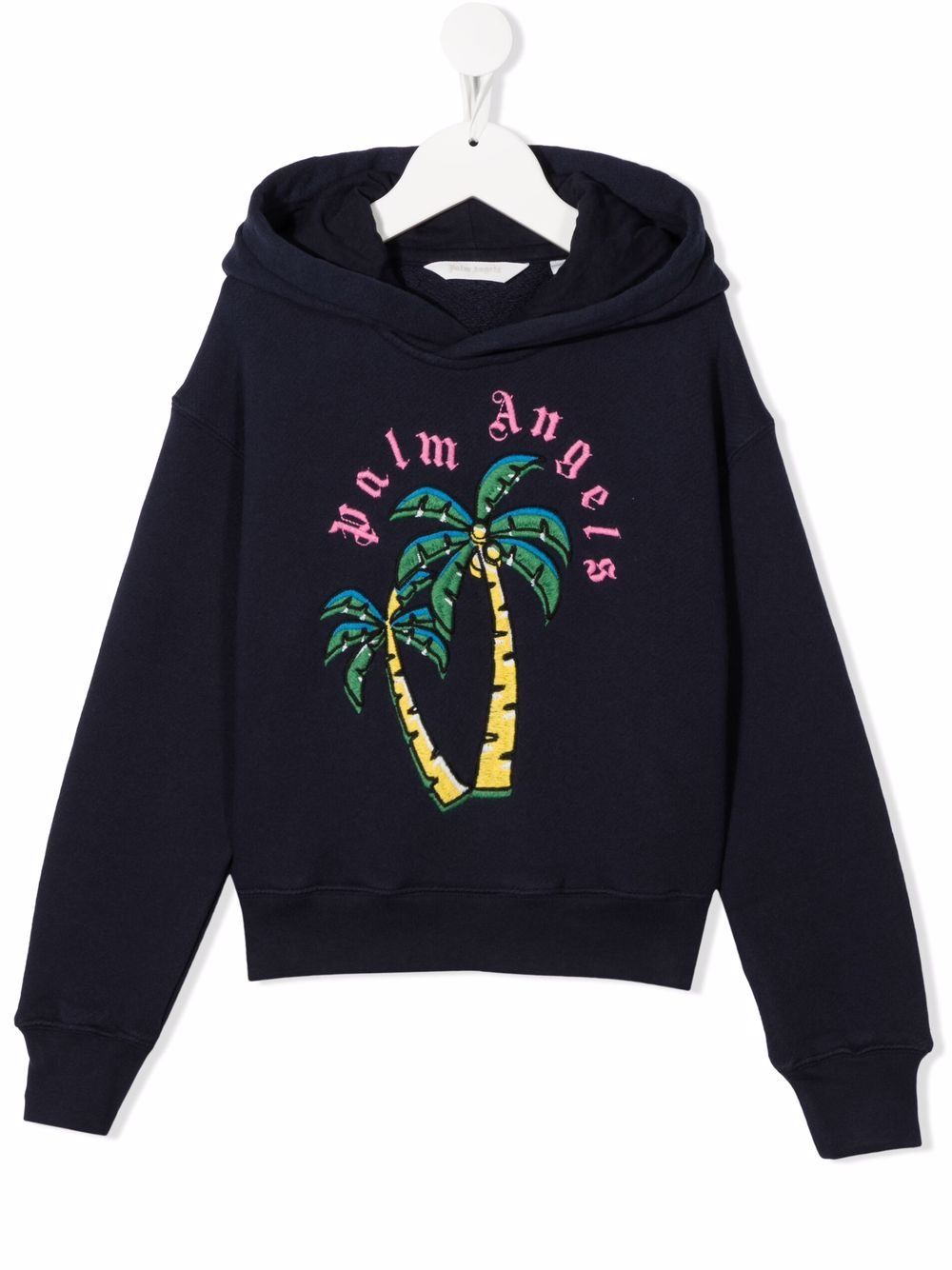 Palm Angels Kids palm-tree embroidered cotton hoodie