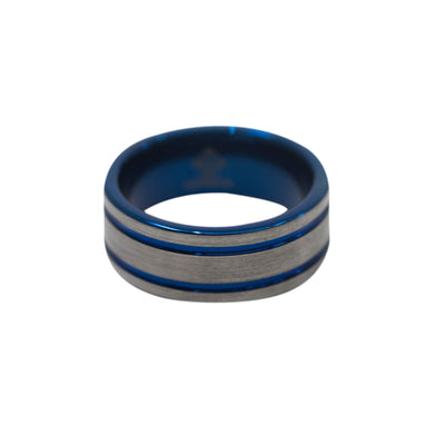 Tungsten Carbide With Blue Two Lines