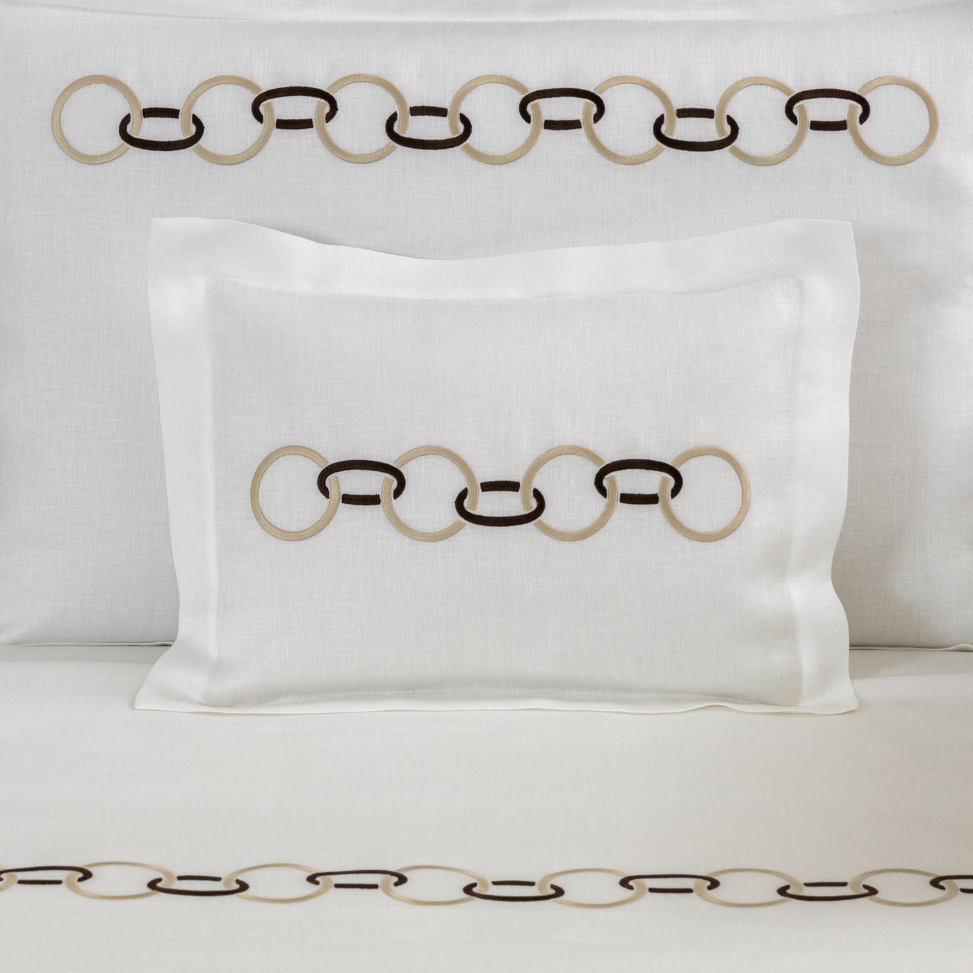 LINKS EMBROIDERY PURE LINENS - SHAM 4 BORDERS