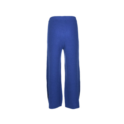 BUTTON EMBELLISHED BLUE KNITTED TROUSER