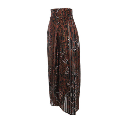 Aztec Tiger Silk Wrap Midi Skirt