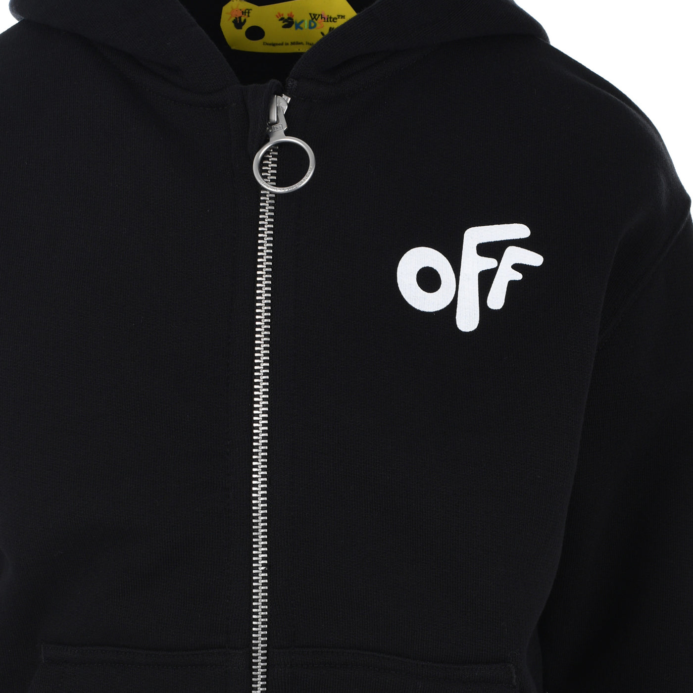 OFF ROUNDED HOODIE ZIP BLACK WHITE