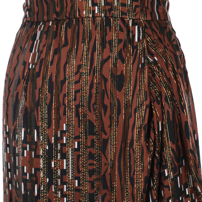 Aztec Tiger Silk Wrap Midi Skirt