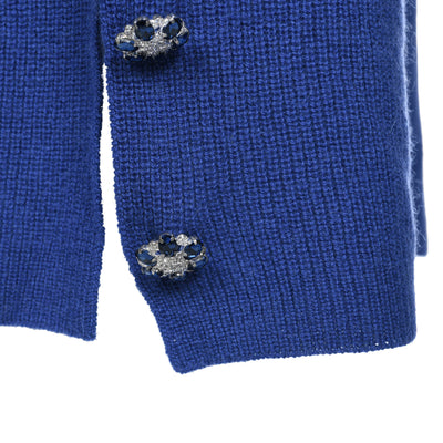 BUTTON EMBELLISHED BLUE KNITTED TROUSER