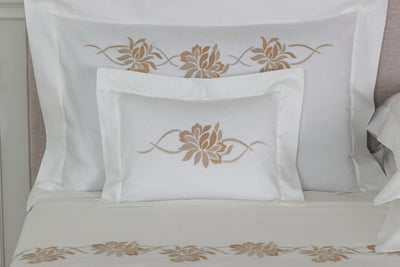 Lotus Flower Embroidered Boudoir Sham