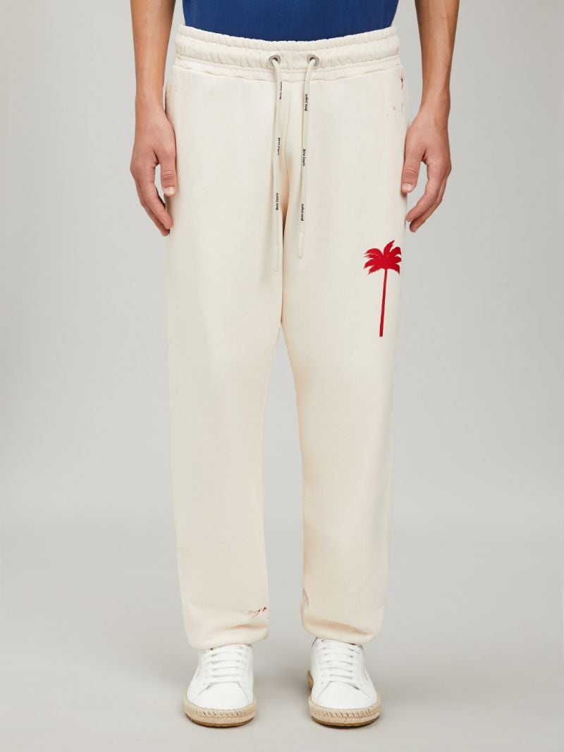 PXP PAINTED SWEATPANTS OFF WHITE RED