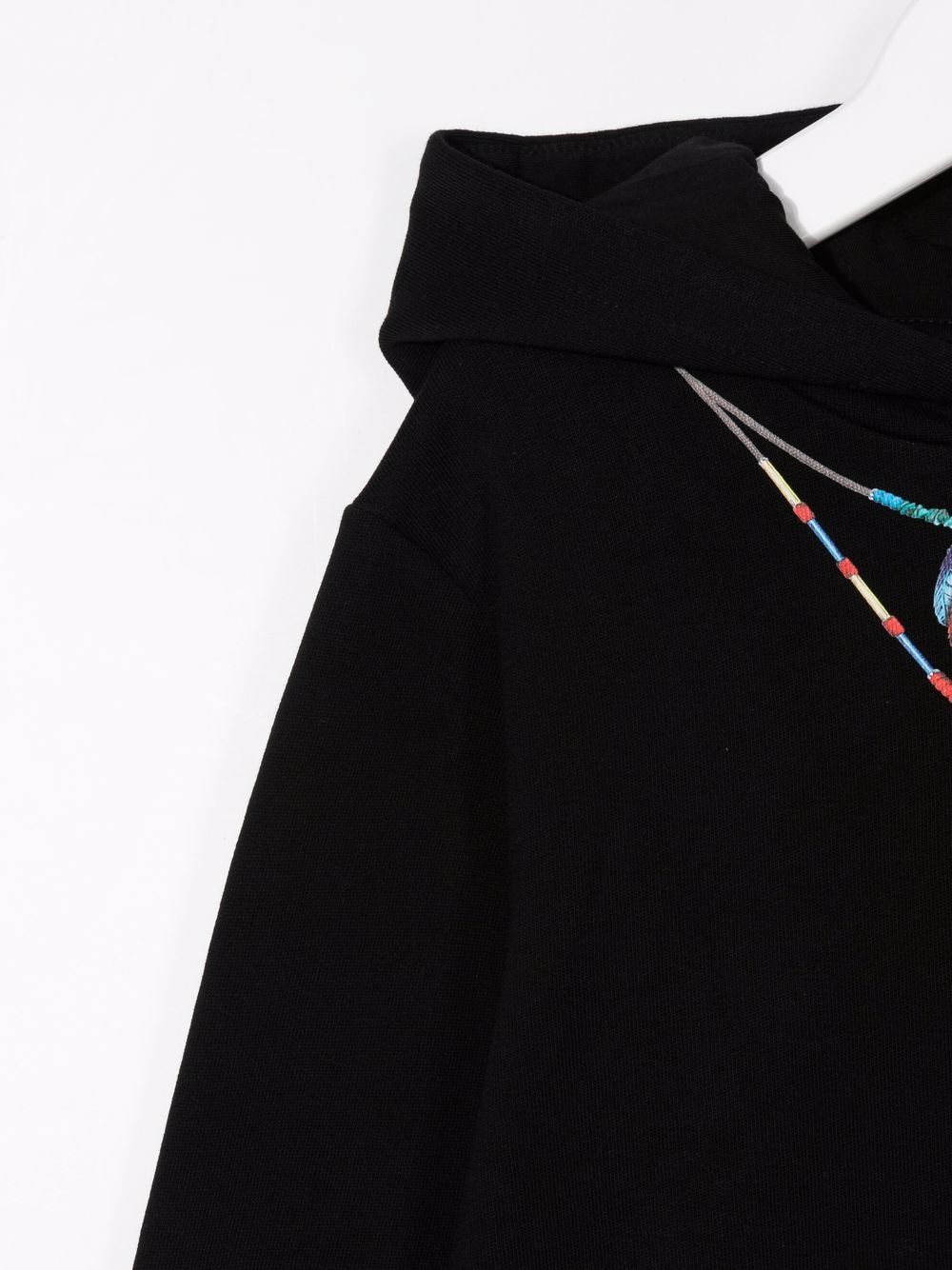 FEATHERS NECKLACE HOODIE BLACK MULTICOLO