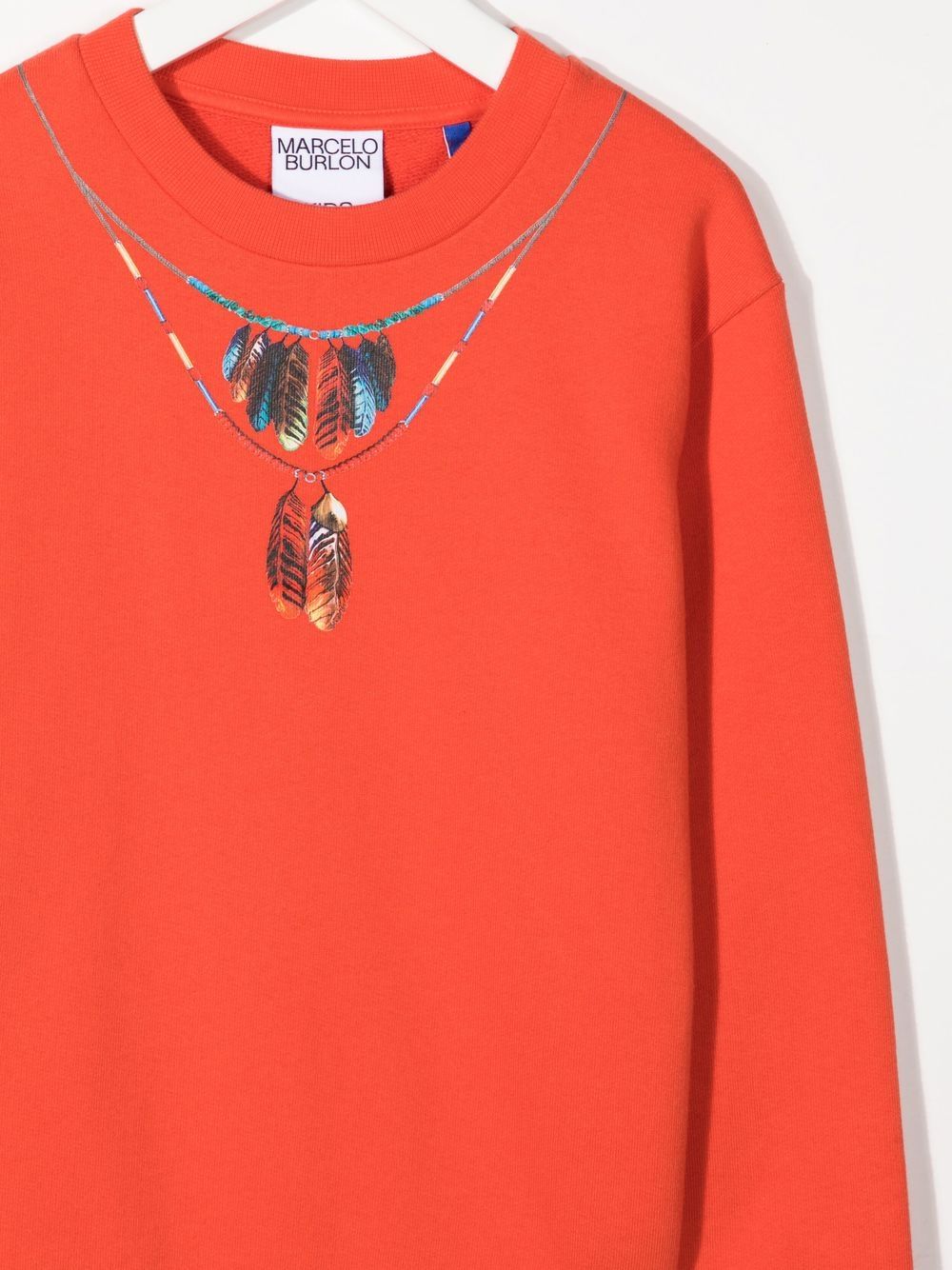 FEATHERS NECKLACE CREWNECK RED MULTICOLO
