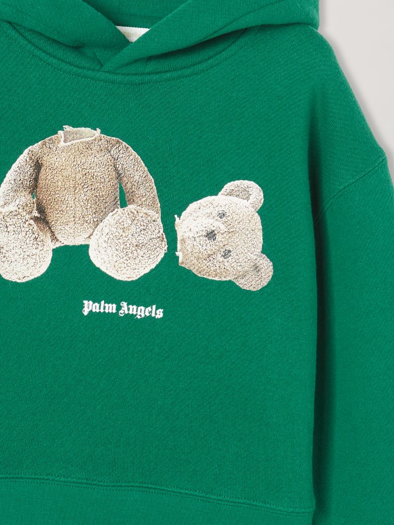 PALM ANGELS BEAR HOODIE FOREST GREEN BROWN