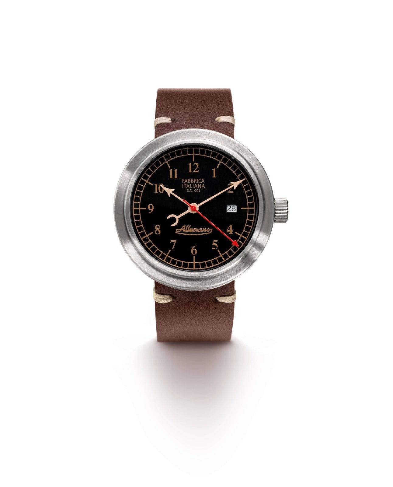 DAY BRUSHED BROWN STRAP BLACK DIAL