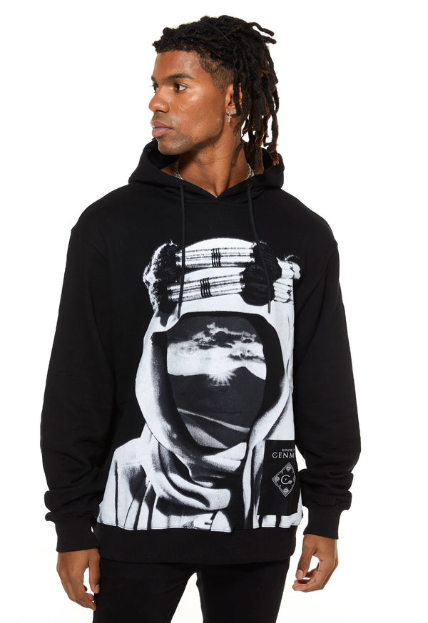 GRAPHIC HOODIE WITH MAN FACE PATCH هودي 