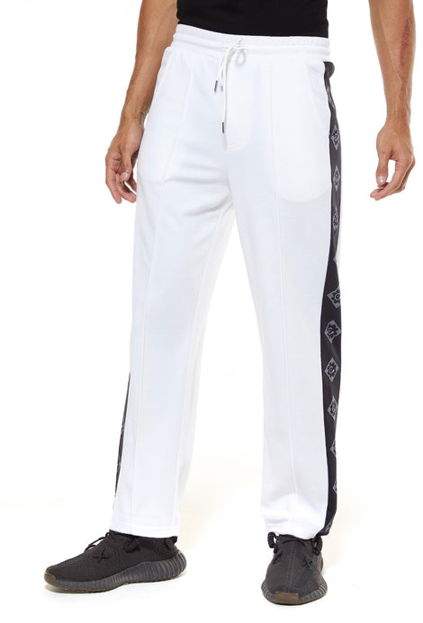 WHITE VELVET PANTS WITH WOLF PATCH ON TH