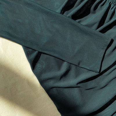 SLATE POWERMESH RUCHED MIDI DRESS - فستان مزموم متوسط الطول