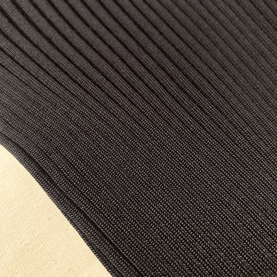 Black Ribbed Knit Cut Out Top - توب محبوك أسود